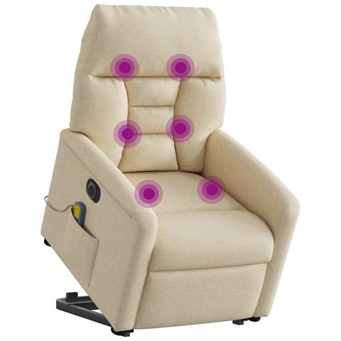 Poltrona Alzapersona Massaggiante Elettrica Crema in Tessuto - Foto 2