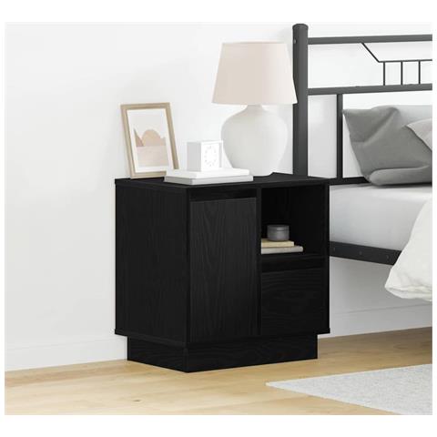 Armadio da Notte con cassetto con 2 pcs Nero 50 x 34.5 x 50 cm. - Foto 2