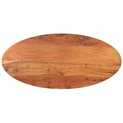 Piano Tavolo 80x40x3,8 cm Ovale in Legno Massello di Acacia - Foto 1