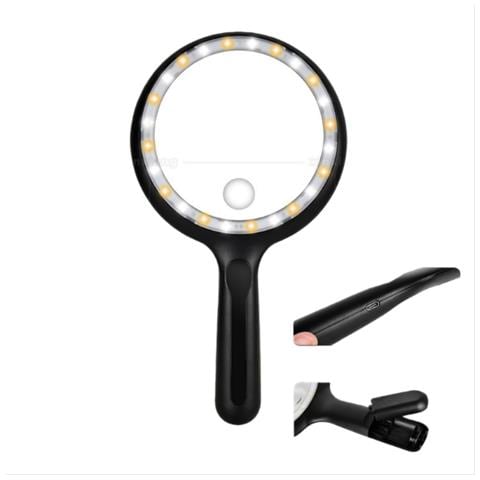 Lente D'ingrandimento Portatile 28x/56x Con 24 Luci Led - Lente D'ingrandimento Illuminata Per Lettura Black - Foto 1