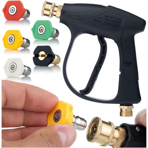 Pistola Per Idropulitrice 4350psi 22mm + Set 5 Ugelli A Sgancio Rapido | Pressione Max 300 Bar | Pulizia Versatile E Efficiente - Foto 1