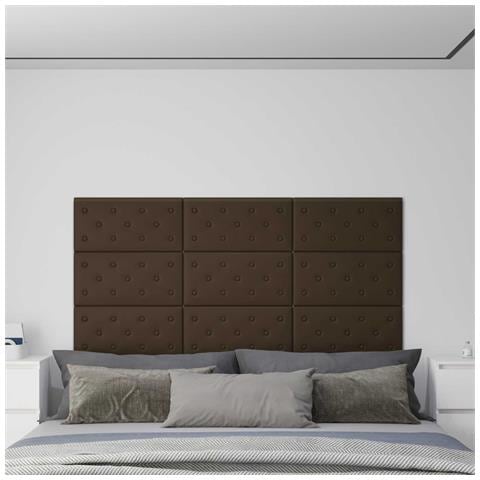 Testiera da Parete 12 pcs Marrone 60 x 30 cm Pelle Sintetica - Foto 2