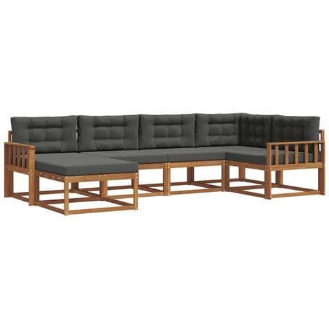 Set di divani da esterno con cuscino 6 pcs Naturale e Antracite - Foto 1