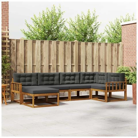 Set di divani da esterno con cuscino 6 pcs Naturale e Antracite - Foto 2