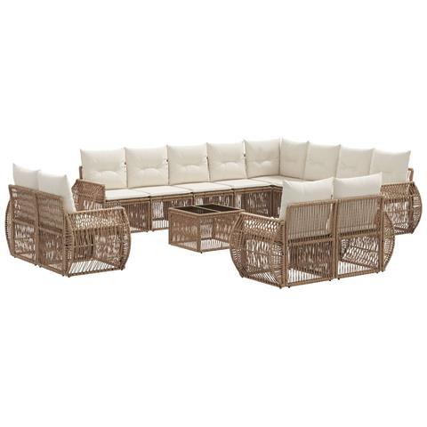 Set Divano da Giardino 13 pcs Beige e Bianco Crema polyrattan - Foto 1