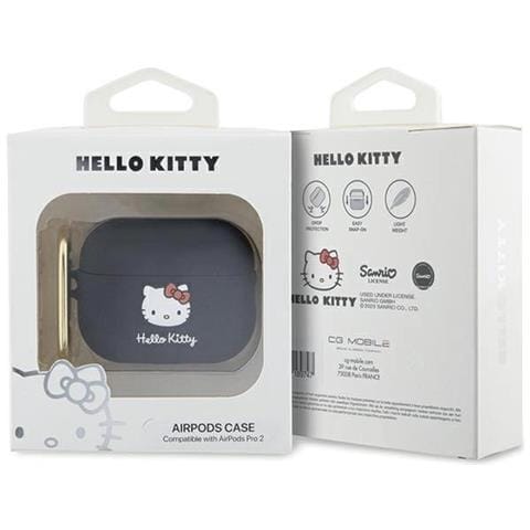Custodia In Silicone 3d A Forma Di Testa Di Gattino Hello Kitty Per Airpods Pro 2 (2022/2023) - Nera - Foto 1