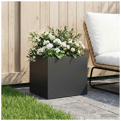 Vaso da giardino Nero 40 x 30 x 30 cm Acciaio laminato a freddo - Foto 2