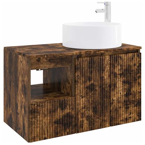 Set di mobili per il bagno 2 pz Rovere Fumo - Foto 1