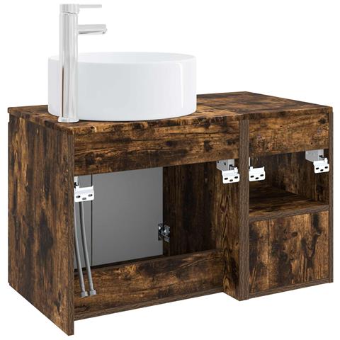 Set di mobili per il bagno 2 pz Rovere Fumo - Foto 10