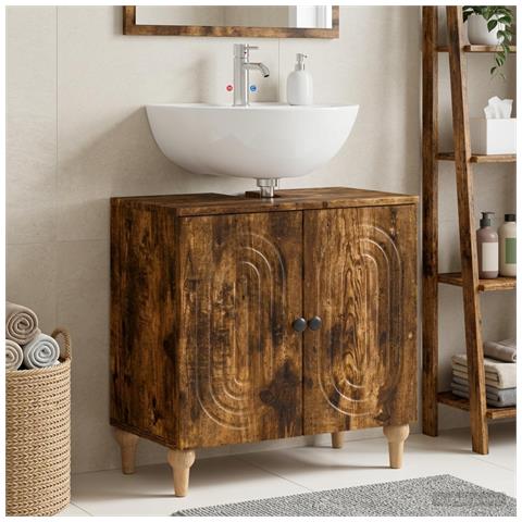 Armadio per Lavabo da Bagno ALKMAAR Rovere Fumo - Foto 2
