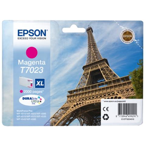 C13T70234010-EU Cartuccia Ink Originale T 702 Magenta per T 7023 Capacità 2000 Pagine - Foto 1