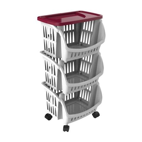 Folia Tidy Carrello 3 Pezzi Con Ruote E Vassoio Colore Bordeaux - Foto 1