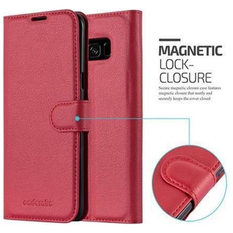 Custodia Compatibile Con Samsung Galaxy S8 In Rosso Carminio - Coperchio Protettiva Con Chiusura Magnetica, Funzione Stand E Tasca Per Le Carte - Foto 2