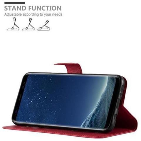 Custodia Compatibile Con Samsung Galaxy S8 In Rosso Carminio - Coperchio Protettiva Con Chiusura Magnetica, Funzione Stand E Tasca Per Le Carte - Foto 5