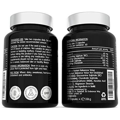 Glucosamina E Condroitina Msm Capsule - Ad Alta Resistenza Complesso Con Glucosamina Condroitina Msm E Vitamina C - 120 Compresse - Supplemento Per Uomini E Donne - 1100mg Glucosamina Solfato Per Dose - Foto 4