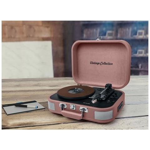 Mt-201 Btp Giradischi Impianto Stereo Bt Usb Vintage Rosa - Foto 2