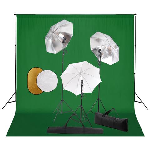Kit Studio Fotografico con Luci Ombrelli Fondale e Riflettore - Foto 1