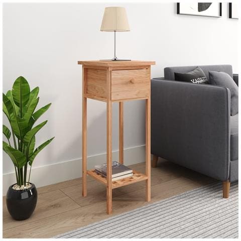 Tavolino Con Cassetto 25x25x60 Cm Legno Massello Di Noce - Foto 6