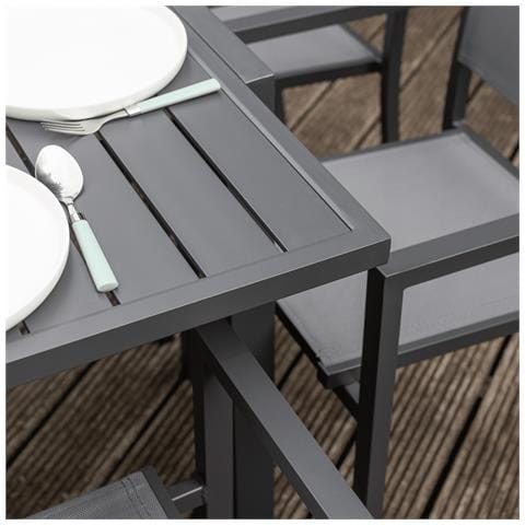 Veneziaset Di Mobili Da Giardino Allungabili 90/180 In Textilene Grigio 8 Posti - Alluminio Antracite - Foto 13