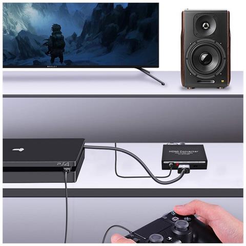 Estrattore Convertitore Audio Video 4k Hdmi In Hdmi + 2x Rca 1x Toslink Ottico Colore Nero - Foto 5