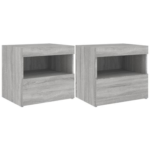 Comodini Con Luci Led 2pz Grigio Sonoma 50x40x45 Cm - Foto 2