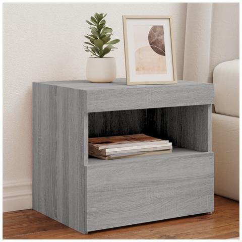 Comodini Con Luci Led 2pz Grigio Sonoma 50x40x45 Cm - Foto 1