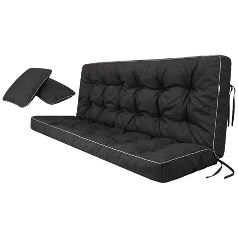 Cuscino Per Altalena Hollywood, Morbido Cuscino Per Seduta, Resistente Cuscino Per Altalena Da Giardino, Cuscino Adatto Per Roulotte, Cuscino Per Panca Con Schienale. Larghezza 150 Cm - Nero - Foto 1