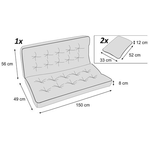 Cuscino Per Altalena Hollywood, Morbido Cuscino Per Seduta, Resistente Cuscino Per Altalena Da Giardino, Cuscino Adatto Per Roulotte, Cuscino Per Panca Con Schienale. Larghezza 150 Cm - Nero - Foto 8