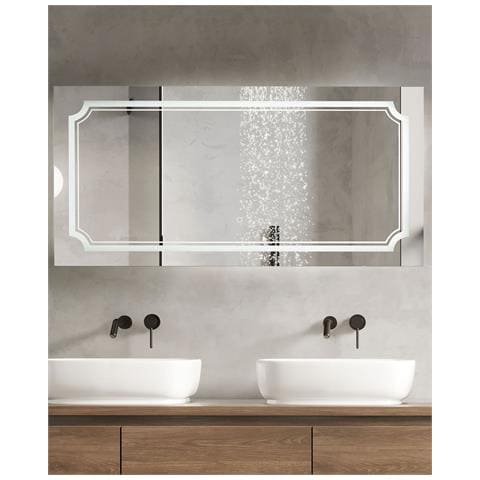 Specchio Da Bagno Con Luce Led Arromachnes 120 Cm 60 Cm Argento - Foto 1