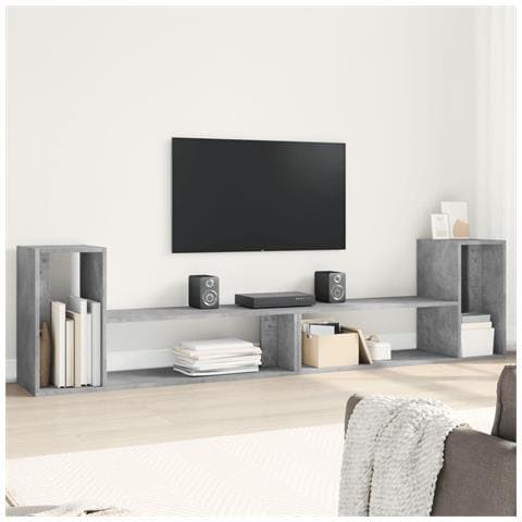 Mobili Tv Muro 2pz Grigio Cemento 100x30x50cm Legno Multistrato - Foto 1