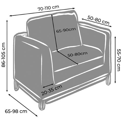 Copridivano Copriseduta Sofà Elasticizzato Tinta Unita Smile Tessuto Millerighe Poltrona Arancio - Foto 5