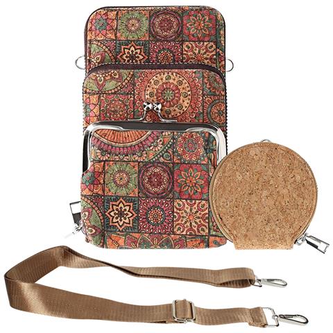 Borsello Sughero, Collezione Mandalavibe Chiusure A Zip E A Scatto - Foto 1