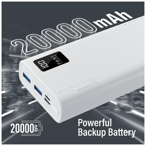 Power Bank Bolt-20pro 20000mah Ricarica Simultanea Di 3 Dispositivi 10w 2x Usb-a 1x Usb-c Bianco - Foto 2