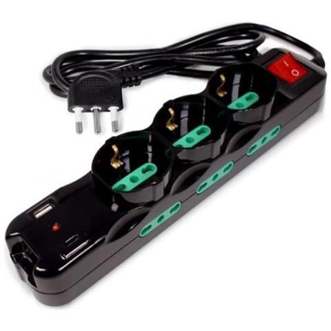 PRESA MULTIPLA 3 SCHUKO 6 ITALIA 10/16A 1*USB-A 1*USB-C INT - Foto 1