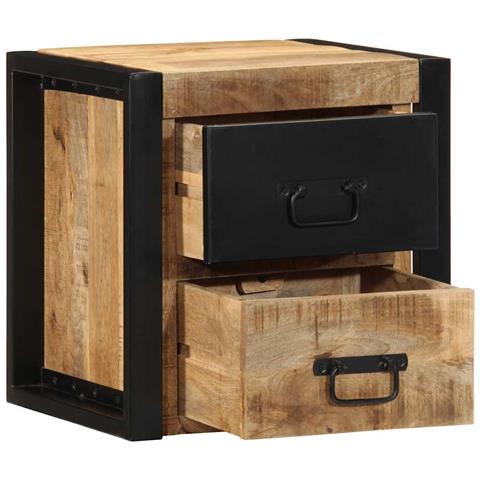 Comodini 2 Pz 40x35x40 Cm In Legno Massello Di Mango Grezzo - Foto 3