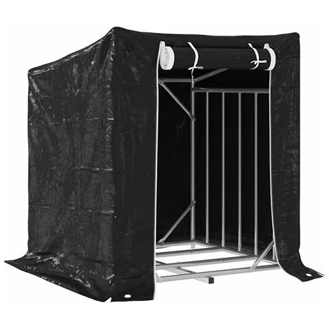 Rastrelliera Per Legna Con Copertura Antipioggia 101x61x110,5cm - Foto 2