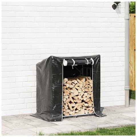 Rastrelliera Per Legna Con Copertura Antipioggia 101x61x110,5cm - Foto 3