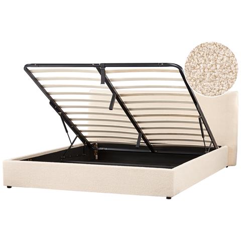 Letto Contenitore Bouclé Lavaur 180 X 200 Cm Beige - Foto 2
