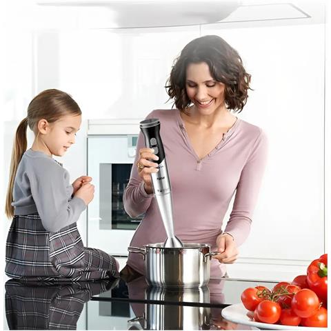 Frullatore A Mano Da 700w Con Due Velocità, Design Ergonomico, Corpo E Braccio In Acciaio Inox. Braccio Lavabile In Lavastoviglie. - Foto 4