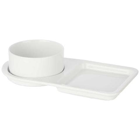 Set 2 Pz Brunch Ciotola E Piatto In Porcellana 33x8x18 Cm. Colore Bianco - Foto 2