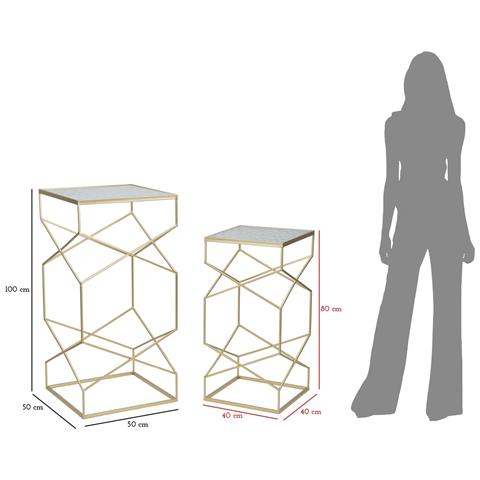Tavolino Mf595 - Oro - Metallo - 50x50x100 Cm - Foto 8