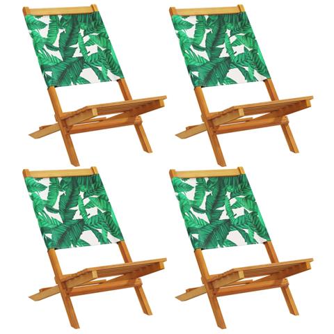 Sedie Da Giardino Pieghevoli 4pz Verde Tessuto E Legno Massello - Foto 1