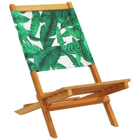 Sedie Da Giardino Pieghevoli 4pz Verde Tessuto E Legno Massello - Foto 2