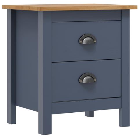 Comodino Hill Grigio 46x35x49,5 Cm Legno Massello Di Pino - Foto 2