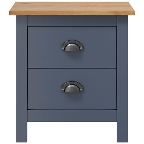 Comodino Hill Grigio 46x35x49,5 Cm Legno Massello Di Pino - Foto 1