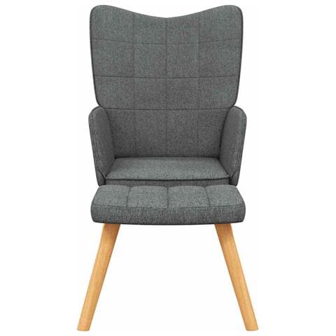 Poltrona Relax Con Poggiapiedi Grigio Scuro In Tessuto - Foto 2