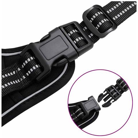 Pettorina per Cani con Strisce Riflettenti Regolabile Nera S - Foto 2