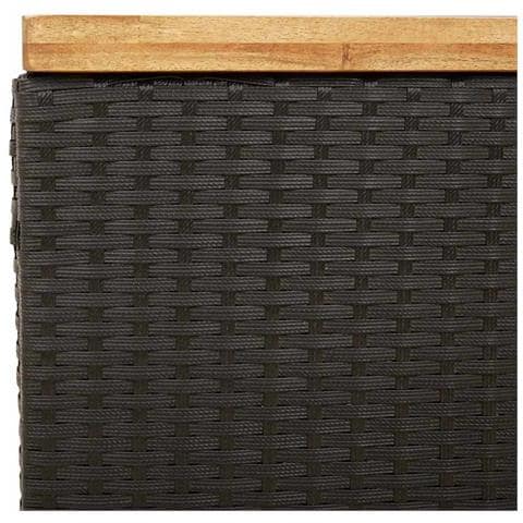 Contenitore Giardino Nero 110x55x63cm Polyrattan e Legno Acacia - Foto 9