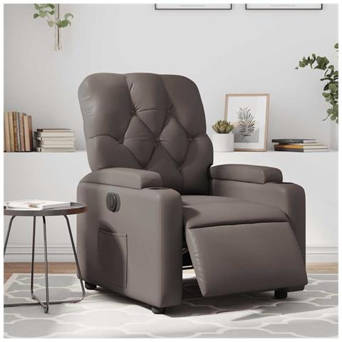 Poltrona Reclinabile Elettrica Marrone in Similpelle - Foto 2