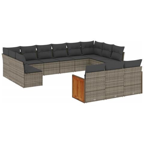 Set Divani da Giardino 13 pz con Cuscini Grigio in Polyrattan - Foto 1